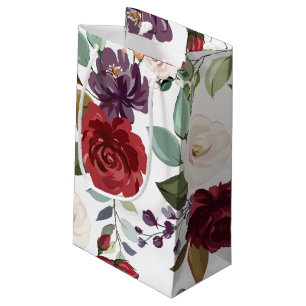 5lx3wx8.5h Small Gift Bag White Roses Gold Geometr