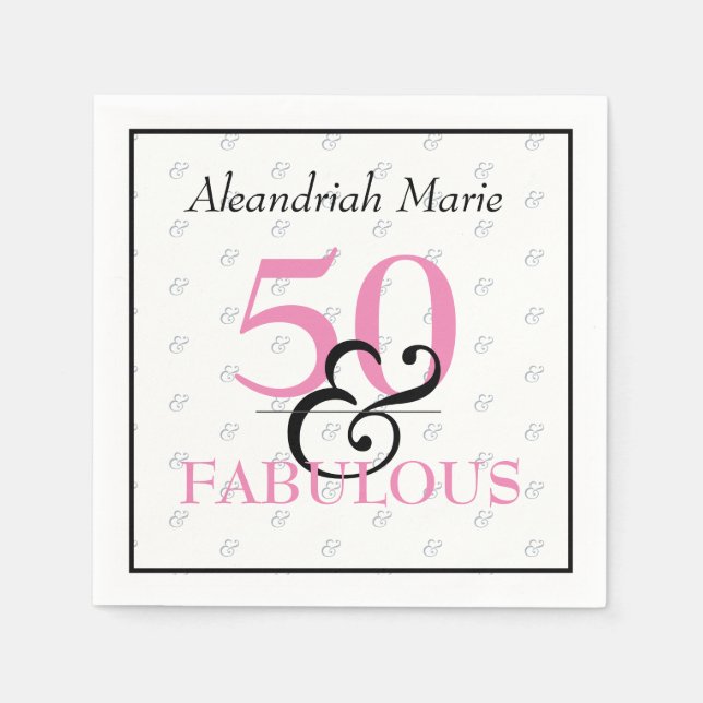 5O and Fabulous Elegant Modern Birthday Napkin (Front)