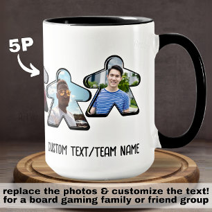 5P Custom Photo Meeple Board Game Group  Mug