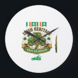 5Shamrock Luck Celebration Logo design Large Clock<br><div class="desc">festive green shamrock design celebrating Irish luck and St. Patrick’s Day spirit. Perfect for t-shirts,  mugs,  and party gifts.</div>