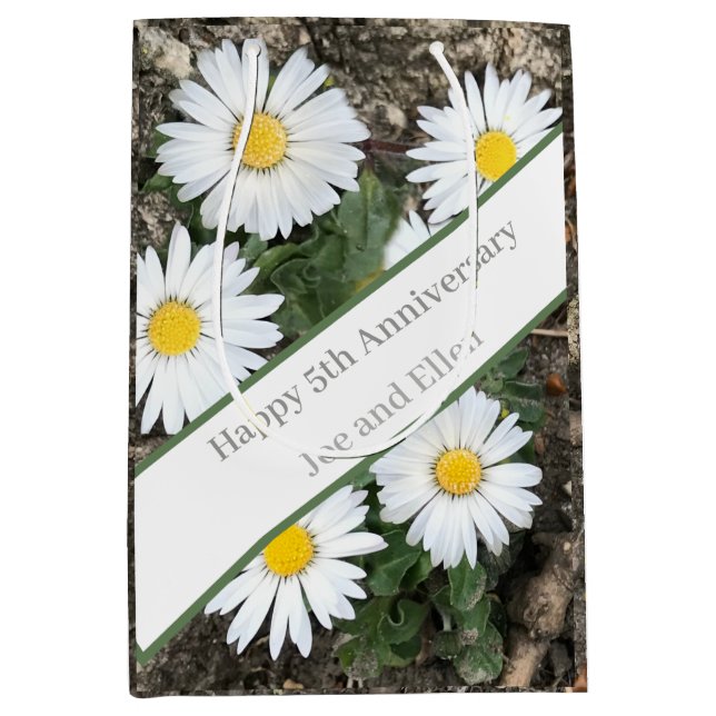 5th Anniversary, editable Medium Gift Bag (Front)