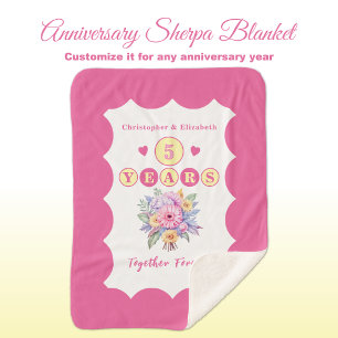 5th anniversary flowers forever pink sherpa blanket