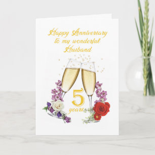 5th Anniversary for Husband with Champagne Card