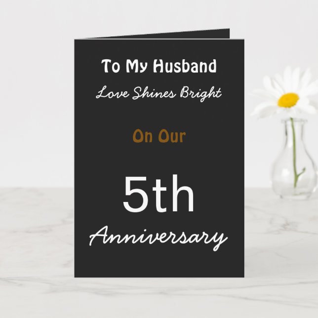 5th Anniversary Love Card for Husband. (Small Plant)