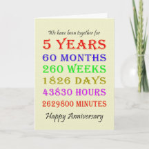 5th Anniversary Milestones Card