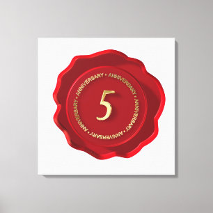 5th anniversary red wax seal canvas print
