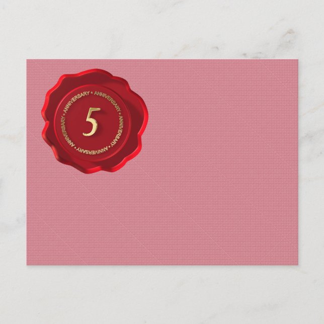 5th anniversary red wax seal postcard (Front)