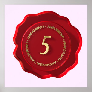 5th anniversary red wax seal poster