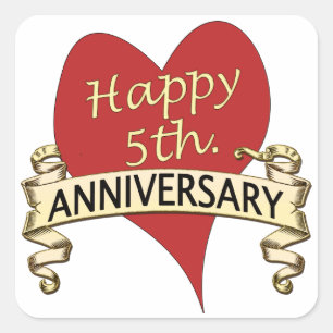 5th. Anniversary Square Sticker