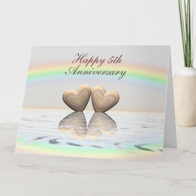 5th Anniversary Wooden Hearts Card (Front)