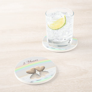 5th Anniversary Wooden Hearts Coaster
