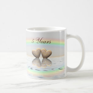 5th Anniversary Wooden Hearts Coffee Mug