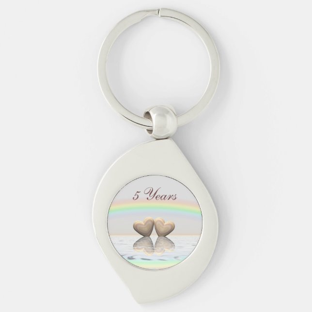 5th Anniversary Wooden Hearts Keychain (Front)