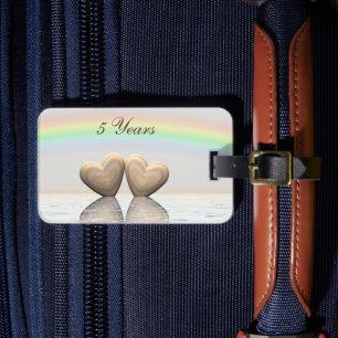 5th Anniversary Wooden Hearts Luggage Tag