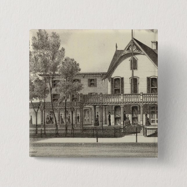 5th Avenue House, Ocean Beach, NJ 2 Inch Square Button (Front)