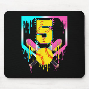 5th Bday Softll Home Plate Drip Ice Cream 5 Year O Mouse Pad
