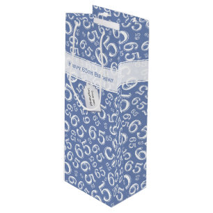 5th Biirthday Random Number Pattern Blue/White Wine Gift Bag