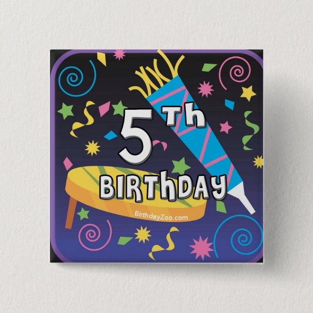 5th Birthday 2 Inch Square Button (Front)