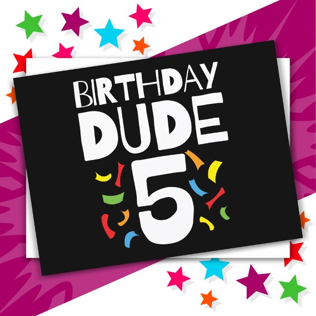 5th Birthday 5 Year Old Boy Party Birthday Dude 5 Postcard (Creator Uploaded)