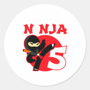 5th Birthday 5 Year Old Kids Party Little Ninja 5 Classic Round Sticker