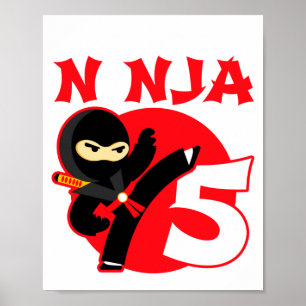 5th Birthday 5 Year Old Kids Party Little Ninja 5  Poster