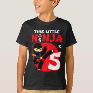 5th Birthday 5 Year Old Kids Party Little Ninja 5  T-Shirt