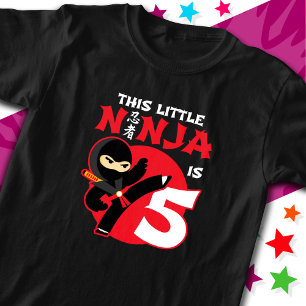 5th Birthday 5 Year Old Kids Party Little Ninja 5 T-Shirt