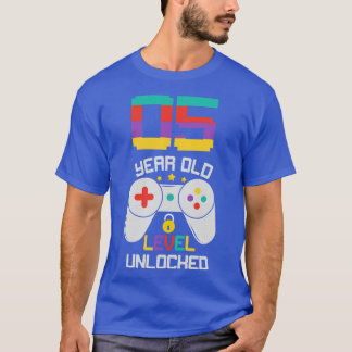 5th Birthday 5 Year Old Level Unlocked Bday Gamer T-Shirt