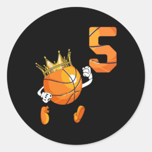 5th Birthday 5 Years Old basketball Lover Theme Pa Classic Round Sticker