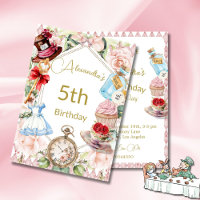 5th Birthday Alice In Wonderland Pink Floral