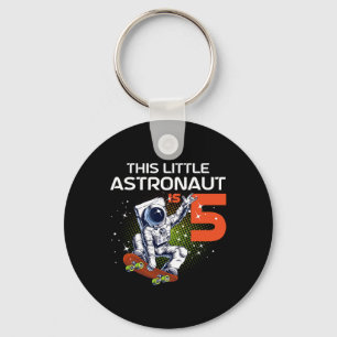 5th Birthday Astronaut Skateboarding 5 Year Old Sp Keychain