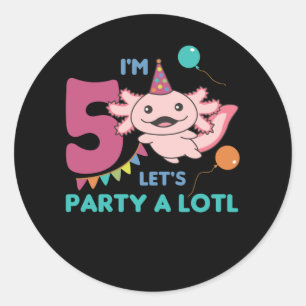 5th Birthday Axolotl Five Year Old Sweet Axolotls Classic Round Sticker