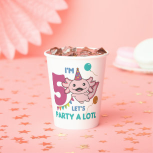 5th Birthday Axolotl Five Year Old Sweet Axolotls  Paper Cups