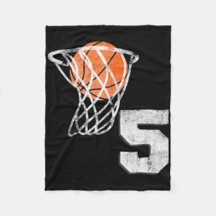 5th Birthday Basketball Five 5 Years Old Boys Kids Fleece Blanket
