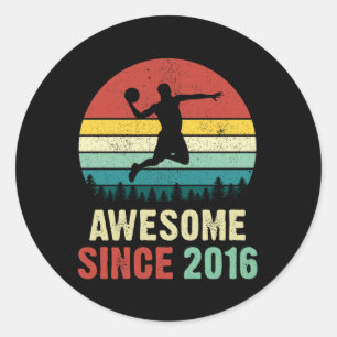 5th Birthday Basketball Lovers Awesome Since 2016 Classic Round Sticker