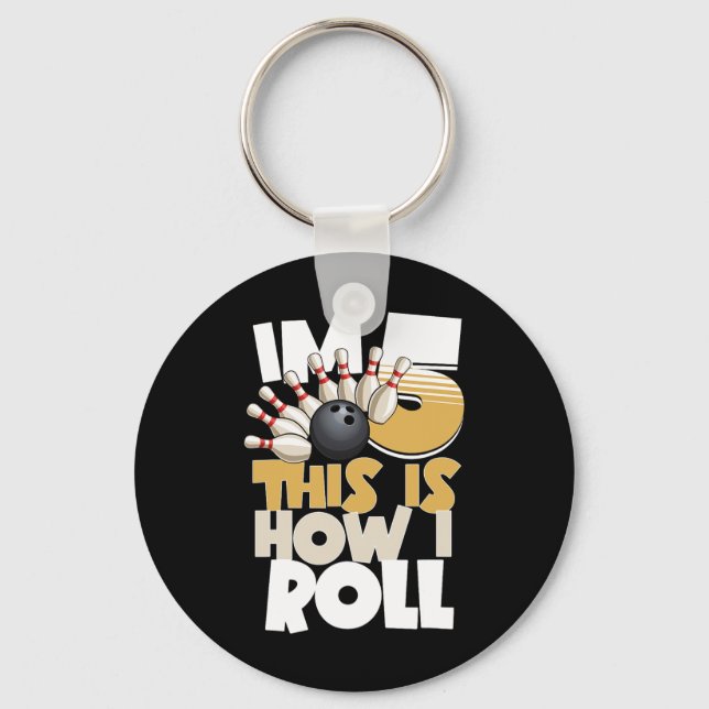 5th Birthday Bowling Kids I'm 5 This Is How I Roll Keychain (Front)