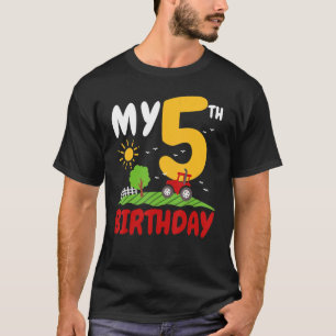 5th Birthday Boy 5 Year Old Farm Truck Tractor Par T-Shirt
