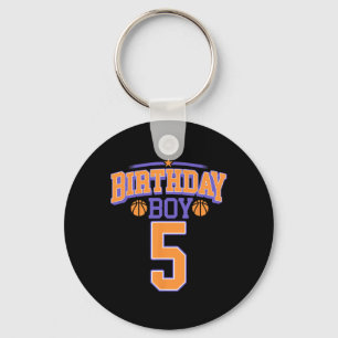 5th Birthday Boy Basketball Lover 5 Years Old Bday Keychain