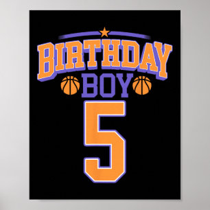 5th Birthday Boy Basketball Lover 5 Years Old Bday Poster