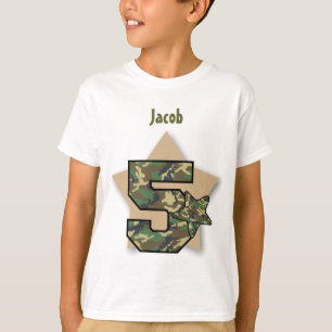 5th Birthday Boy Camo Custom Name with STARS V02 T-Shirt