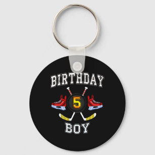 5th Birthday Boy  - Ice Hockey  5 years old kid Keychain