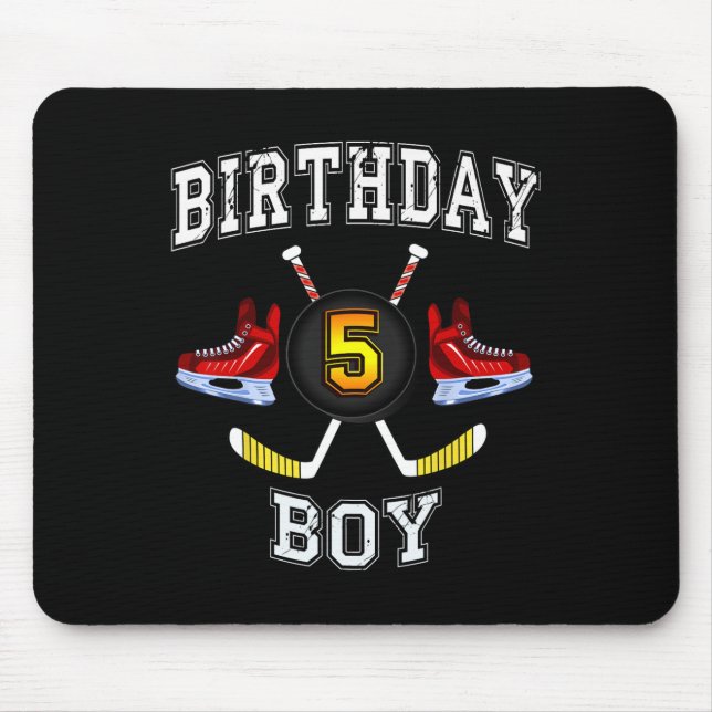 5th Birthday Boy  - Ice Hockey  5 years old kid Mouse Pad (Front)
