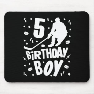 5th Birthday Boy Ice Hockey Kids 5 Years Old Party Mouse Pad