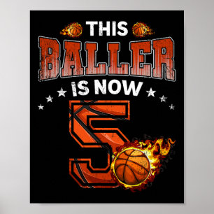 5th Birthday Boys Basketball Player Gifts 5 Years  Poster