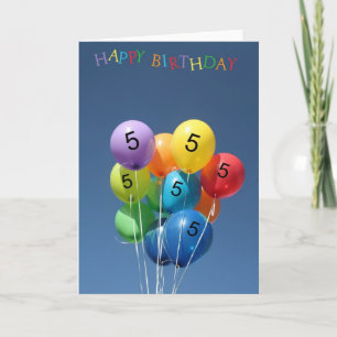 5th Birthday Card coloured balloons