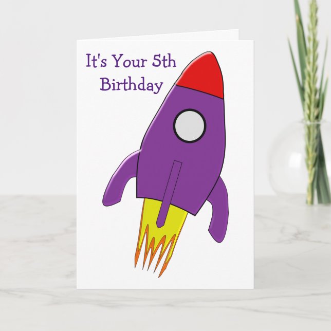 5th Birthday Card Rocket Design (Front)
