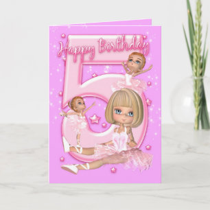 5th Birthday Card With Cute Ballerina