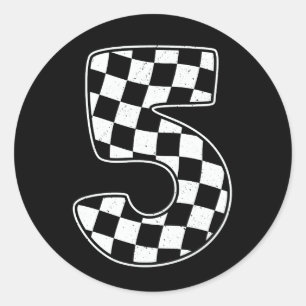 5th Birthday Checkered Number 5 Car Racing Flag  Classic Round Sticker