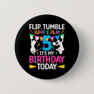 5th Birthday Cheerleading Girl Five Year Old Cheer 2 Inch Round Button