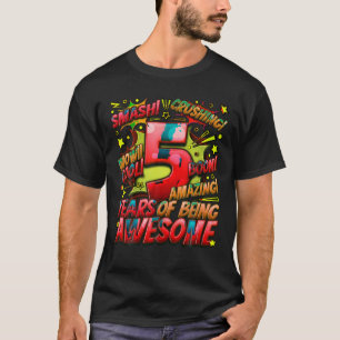 5th Birthday Comic Style Awesome Since 2018 5 Year T-Shirt